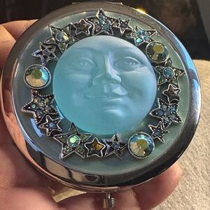 Kirk Folly Silver Blue Moon Compact Mirror